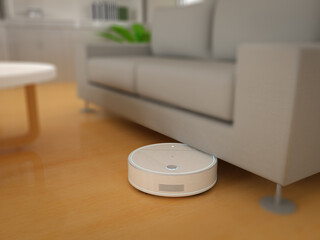 Robot vacuum cleaner or sweeper in house