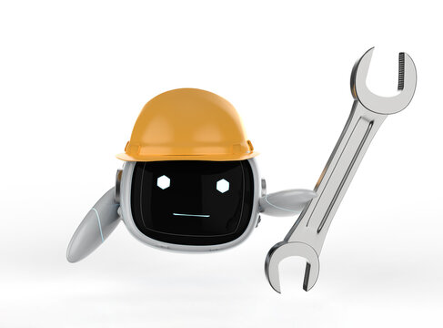 Engineer robot with yellow helmet