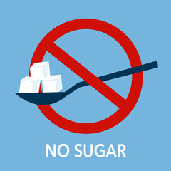 No sugar sign or sugar free concept vector illustration.