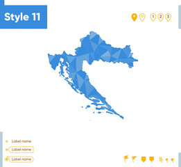Fototapeta premium Croatia - blue low poly map, polygonal map. Outline map. Vector illustration.