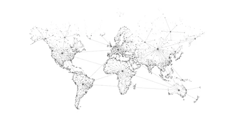 Tableaux ronds sur aluminium brossé Carte du monde Transportation and connections of the world. Vector illustration created from dots and lines. logistics concept for business on white background.