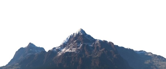 Snowy mountains Isolate on white background 3d illustration - 518874665
