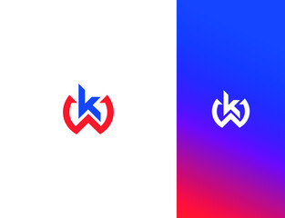 Obraz na płótnie Canvas Letter KW logo design concept with gradient background