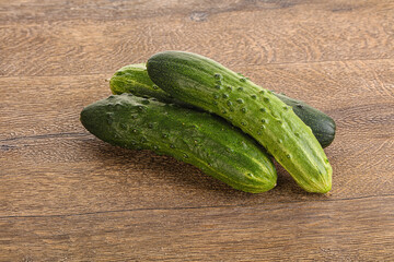 Fersh juicy green cucumbers heap