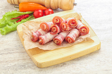 Bacon roll slice for breakfast