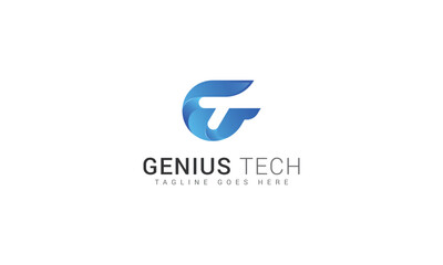 Letter Gt creative 3d technological modern blue gradient colour logo  