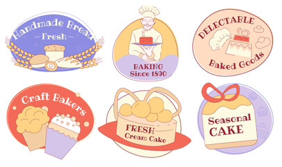 Bakery product promotion sticker set design