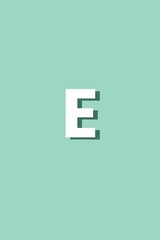 Letter E on green background 