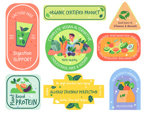 Organic certified product sticker design set