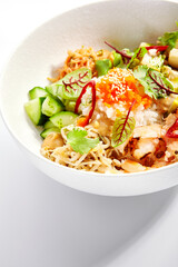 Poke with shrimp, avocado and seasonings