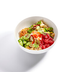 Poke with tuna and noodles