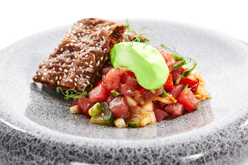 Tuna tartare closeup view