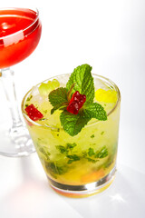 Icy lemonade with mint leaves