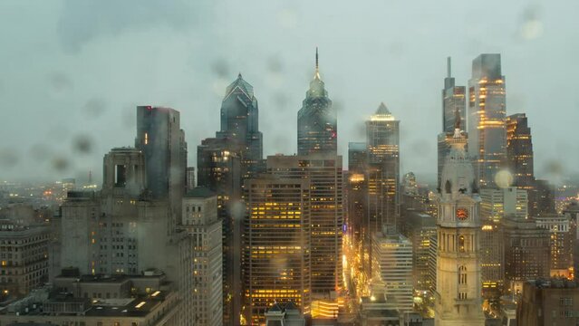 Philadelphia rooftop timelapse in storm