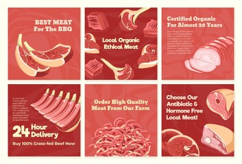 Social media set with meat product advertising