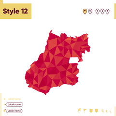 Goias, Brazil - red low poly map, polygonal map. Outline map. Vector illustration.