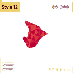 Sergipe, Brazil - red low poly map, polygonal map. Outline map. Vector illustration.