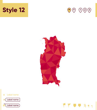 Coquimbo, Chile - red low poly map, polygonal map. Outline map. Vector illustration.