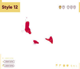 Comoros - red low poly map, polygonal map. Outline map. Vector illustration.