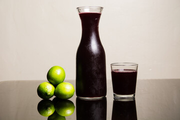Jar of chicha morada in a restaurant, typical drink from Peru.