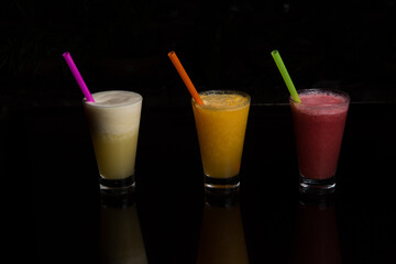 Fruit cremoladas in a glass cup.Fruit cremoladas in a glass cup.