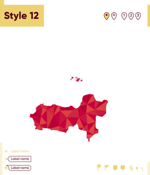 Central Java, Indonesia - red low poly map, polygonal map. Outline map. Vector illustration.