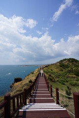 fine seaside walkway and island