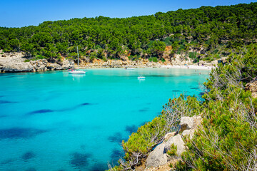 Turquoise sea in Cala Escorxada, Menorca. Spain