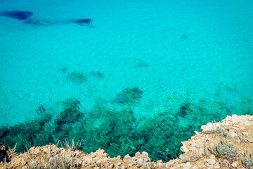 Turquoise sea in Cala Escorxada, Menorca. Spain