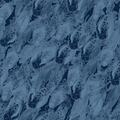 Watercolor birds feathers pattern. Seamless texture with hand drawn feathers monochrome