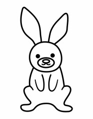 Vector black and white hare icon. Funny woodland line animal. Cute forest illustration for kids isolated on white background. Playful rabbit picture or coloring page.