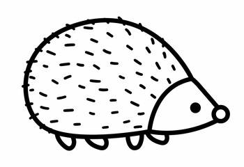 Vector black and white simple hedgehog icon. Funny woodland animal. Cute forest line illustration or coloring page for kids isolated on white background. .