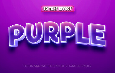 Fototapeta premium Purple 3d editable colorful text effect
