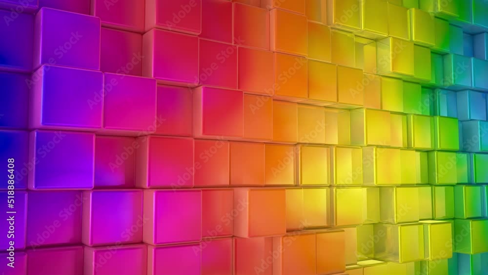 Wall mural abstract iridescent colourful metallic cubes background. rainbow colored cube pattern wall. vivid mu