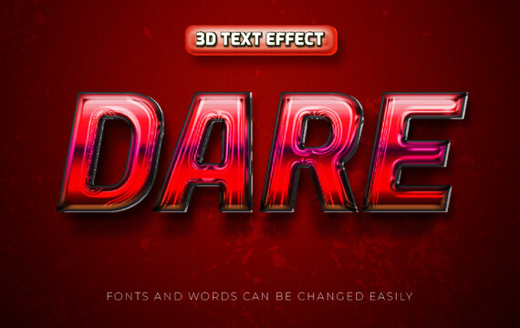 Dare Red 3d Editable Text Effect