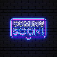 Retro coming soon, great design for any purposes. Marketing concept. Neon font. Vector background