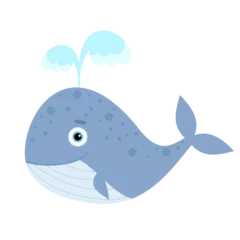 Abwaschbare Fototapete Wal Wal. Illustration eines Wals mit einem Springbrunnen