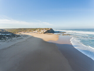 Aerial view of the beach at Portugal