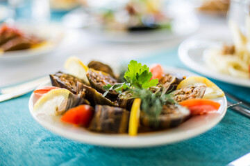 Vegetarian food at a restaurant table