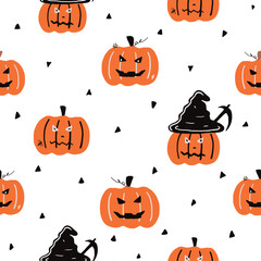 Seamless pattern of Halloween pumpkins.