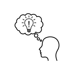 Man face human head creative idea symbol isolated on white background