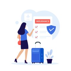 Travel insurance illustration concept. Illustration for websites, landing pages, mobile applications, posters and banners. Trendy flat vector illustration