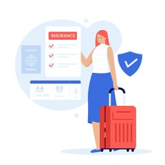 Flat design of travel insurance concept. Illustration for websites, landing pages, mobile applications, posters and banners. Trendy flat vector illustration