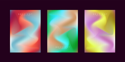 Group of Abstract gradient Background in three set with colorful gradient shapes of pastel color, Vector, Illustration