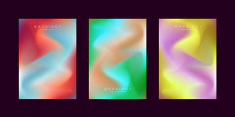 Naklejka premium Group of Abstract gradient Background in three set with colorful gradient shapes of pastel color, Vector, Illustration