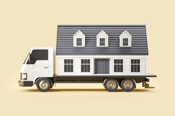 Big truck with house, relocation and moving. Delivery company