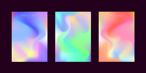 Fototapeta premium SET of modern Abstract gradient curved Background and colorful gradient shapes of pastel color mode in Vector, Illustration