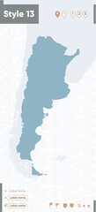Argentina - map with water, national borders and neighboring countries. Shape map.