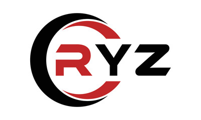 RYZ three letter swoosh logo design vector template | monogram logo | abstract logo | wordmark logo | letter mark logo | business logo | brand logo | flat logo | minimalist logo | text | word | symbol - obrazy, fototapety, plakaty