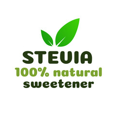 Stevia leaves symbol natural sweetener substitute isolated on white background. Organic stevia icon for label, poster, badge, packaging design. Vector 10 eps